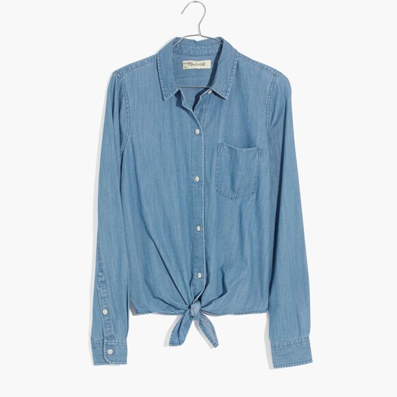 Madewell Denim Tie-Front Shirt - Picture 4 of 5